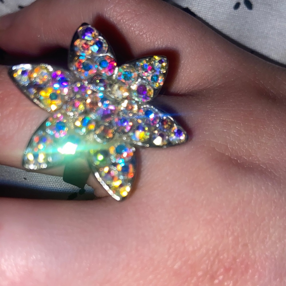 Bling ring flower costume jewelry rinestone